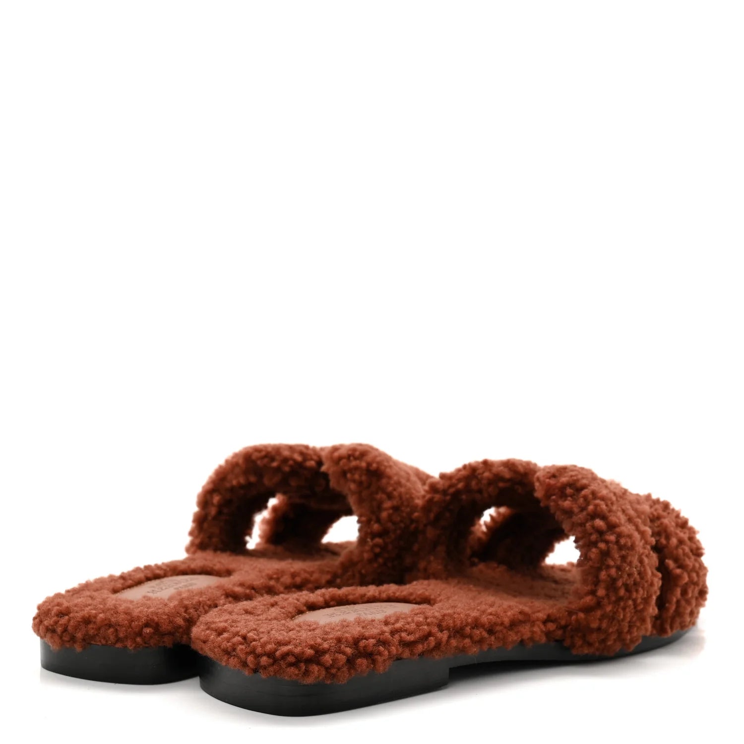 Hermes Brown Shearling Oran Sandals