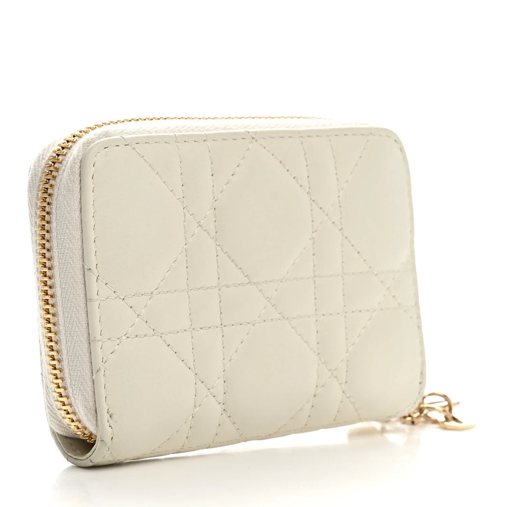 Dior White Cannage Leather Wallet