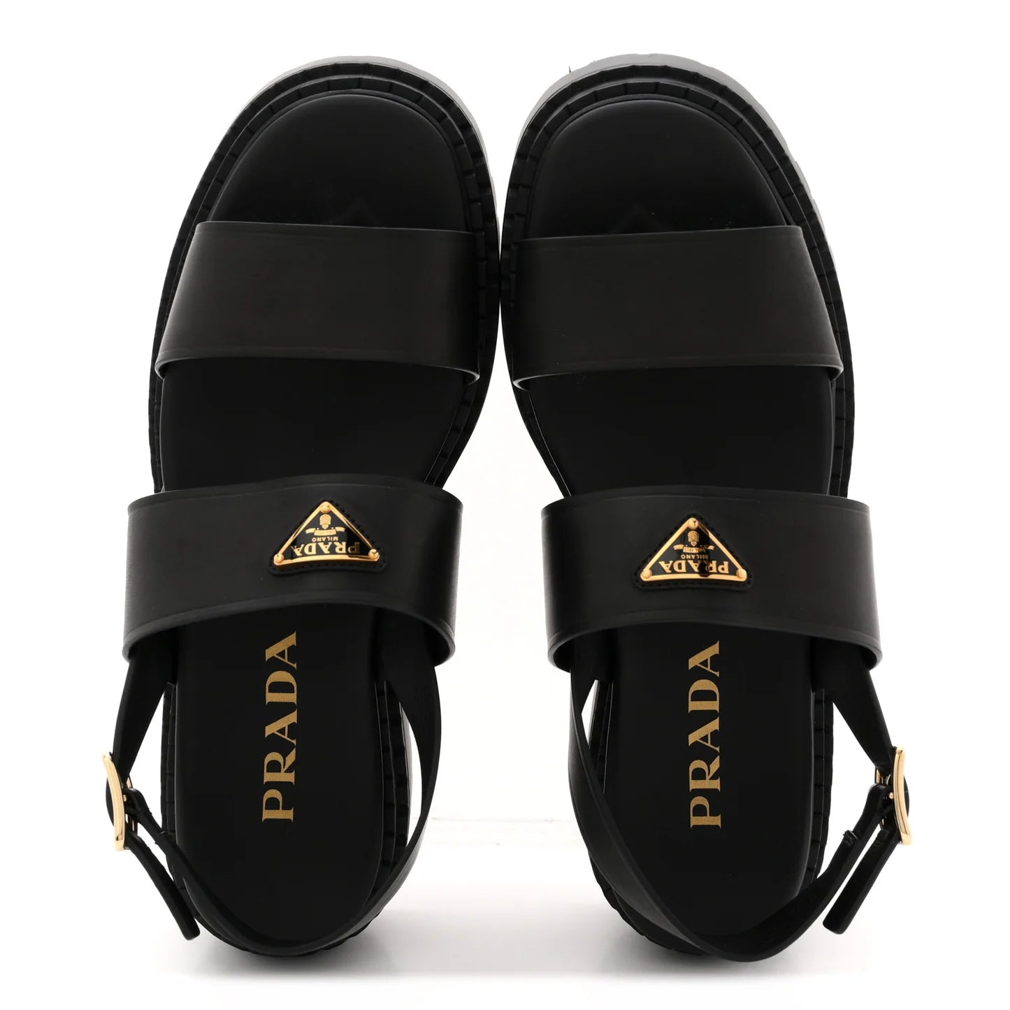 Prada Black Leather Platform Sandals
