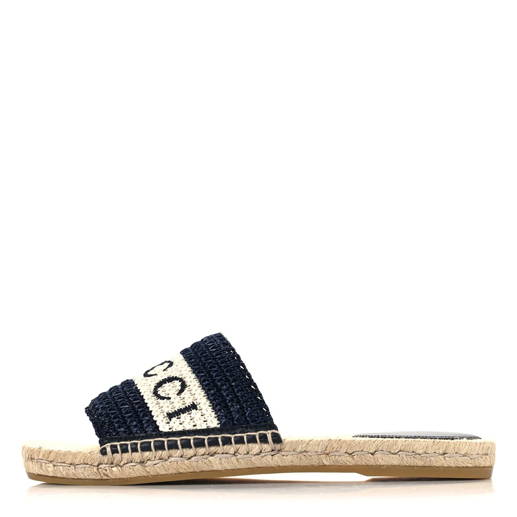 Gucci Navy White Espadrille Slides