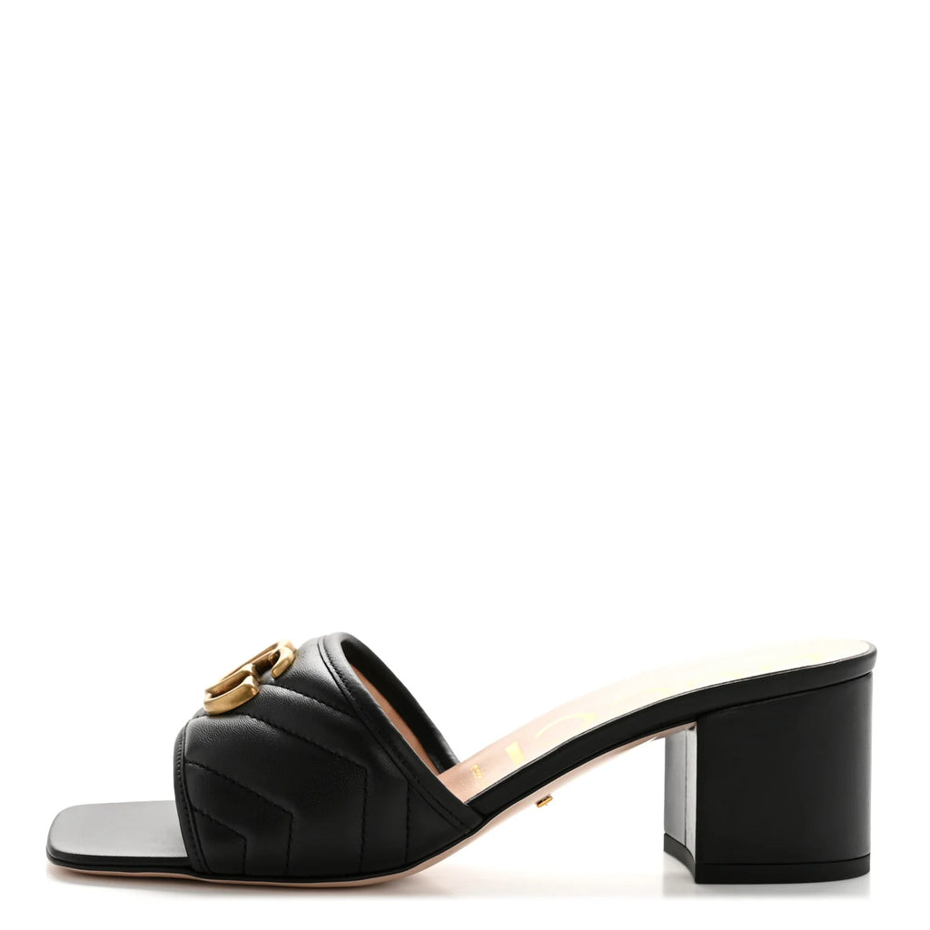 Gucci Black Quilted Leather Mules