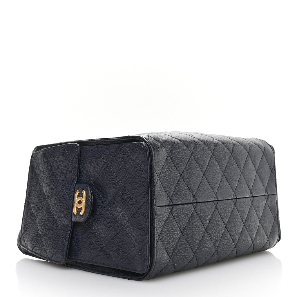 Chanel Navy Quilted Bucket Bag