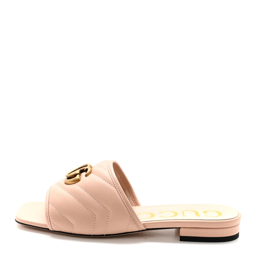 Gucci Pink Quilted Leather Slides