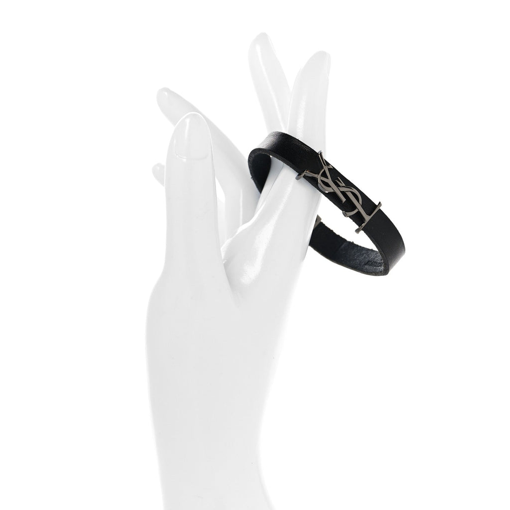 Saint Laurent Black Leather Bracelet