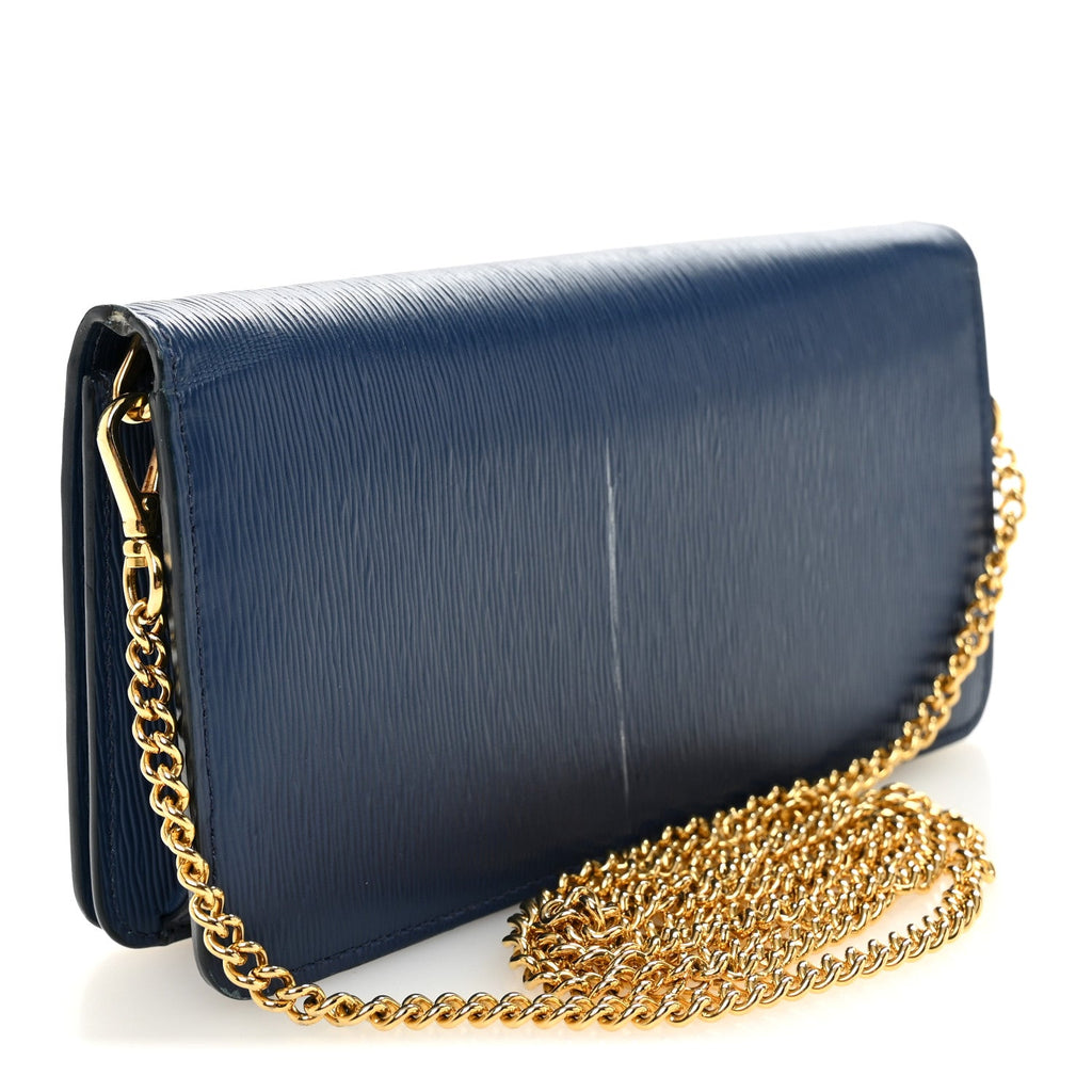 Prada Blue Leather Chain Bag