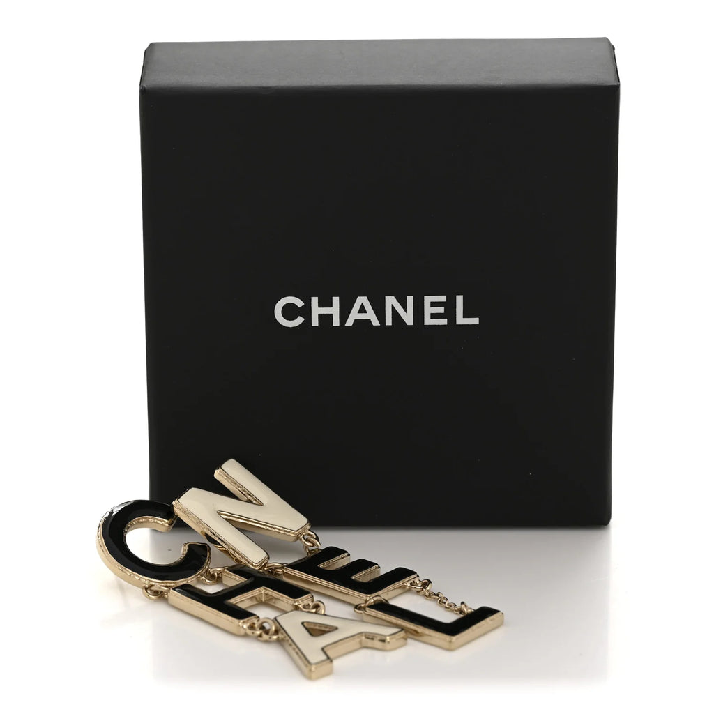 Chanel Gold Bicolor Logo Earrings