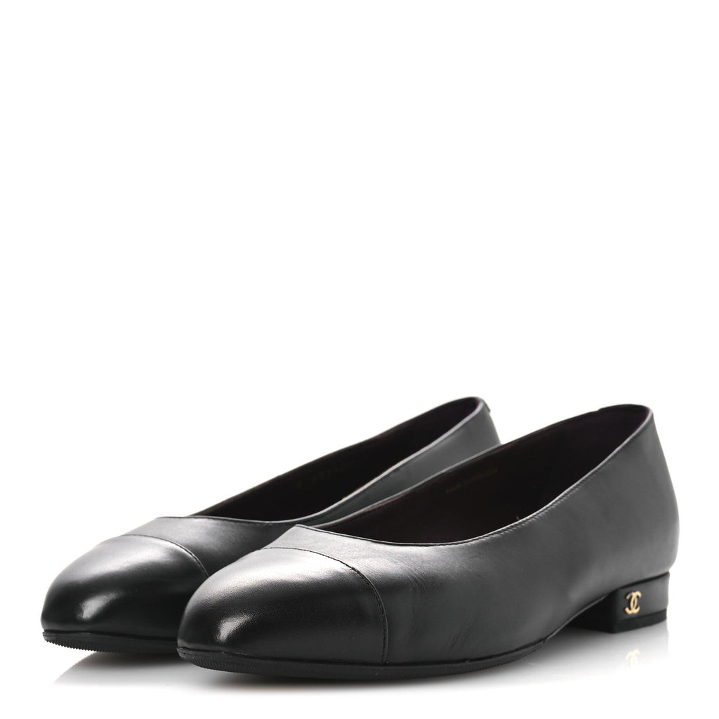 Chanel Black Leather Ballet Flats
