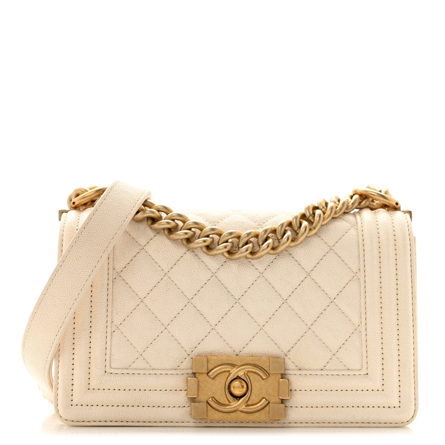 Chanel Cream Quilted Boy Bag