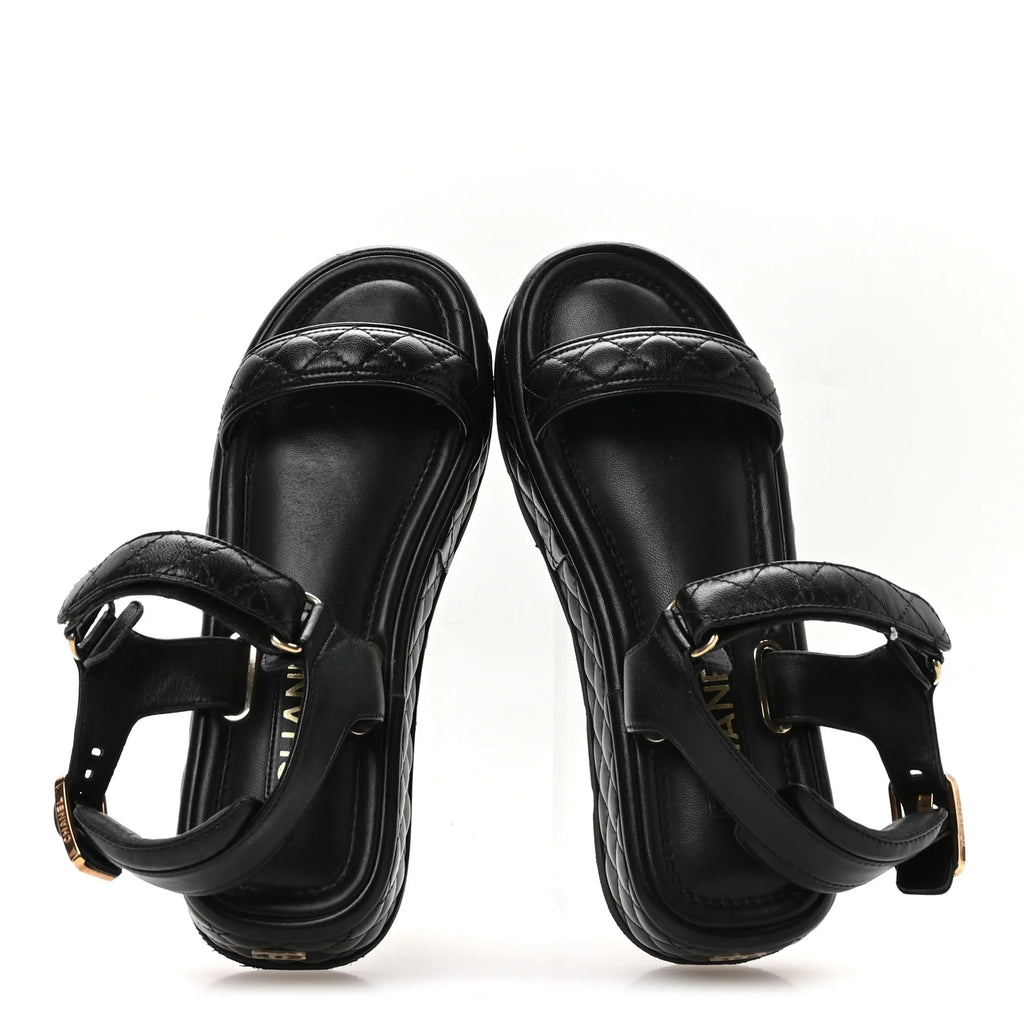 Chanel Black Quilted Platform Sandals