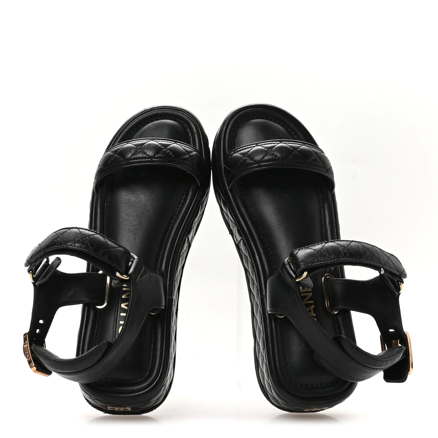 Chanel Black Quilted Platform Sandals