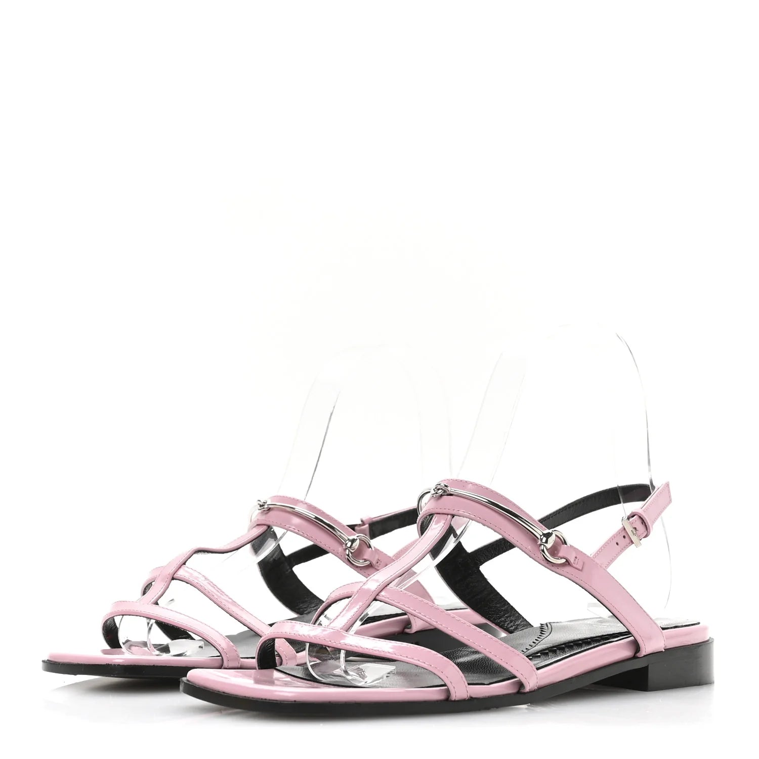 Gucci Pink Patent Horsebit Sandals