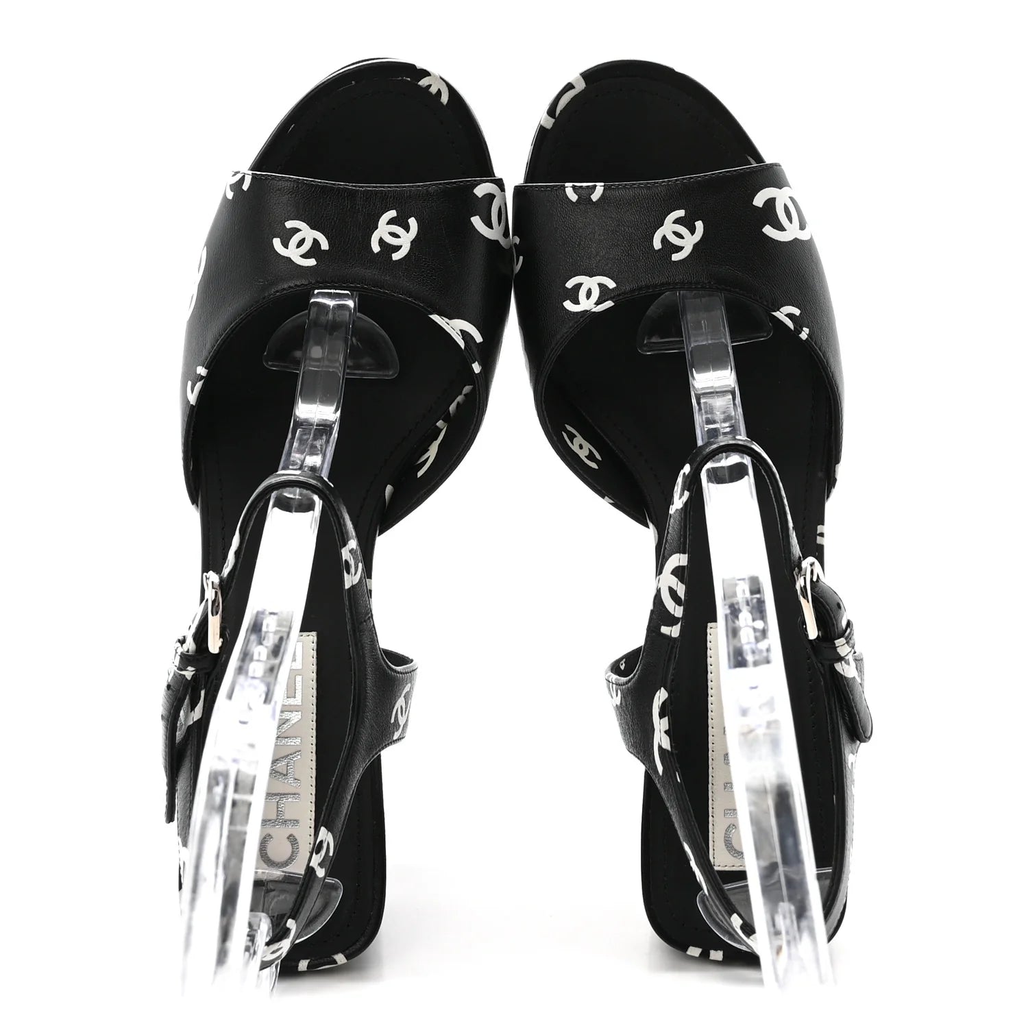 Chanel Black Logo Platform Sandals