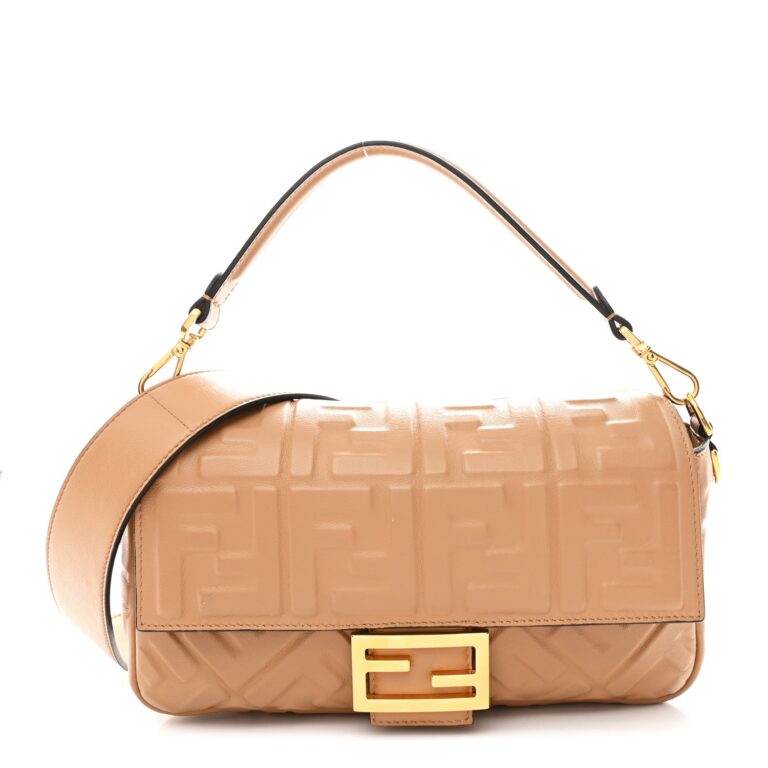 Fendi Tan Embossed Leather Baguette