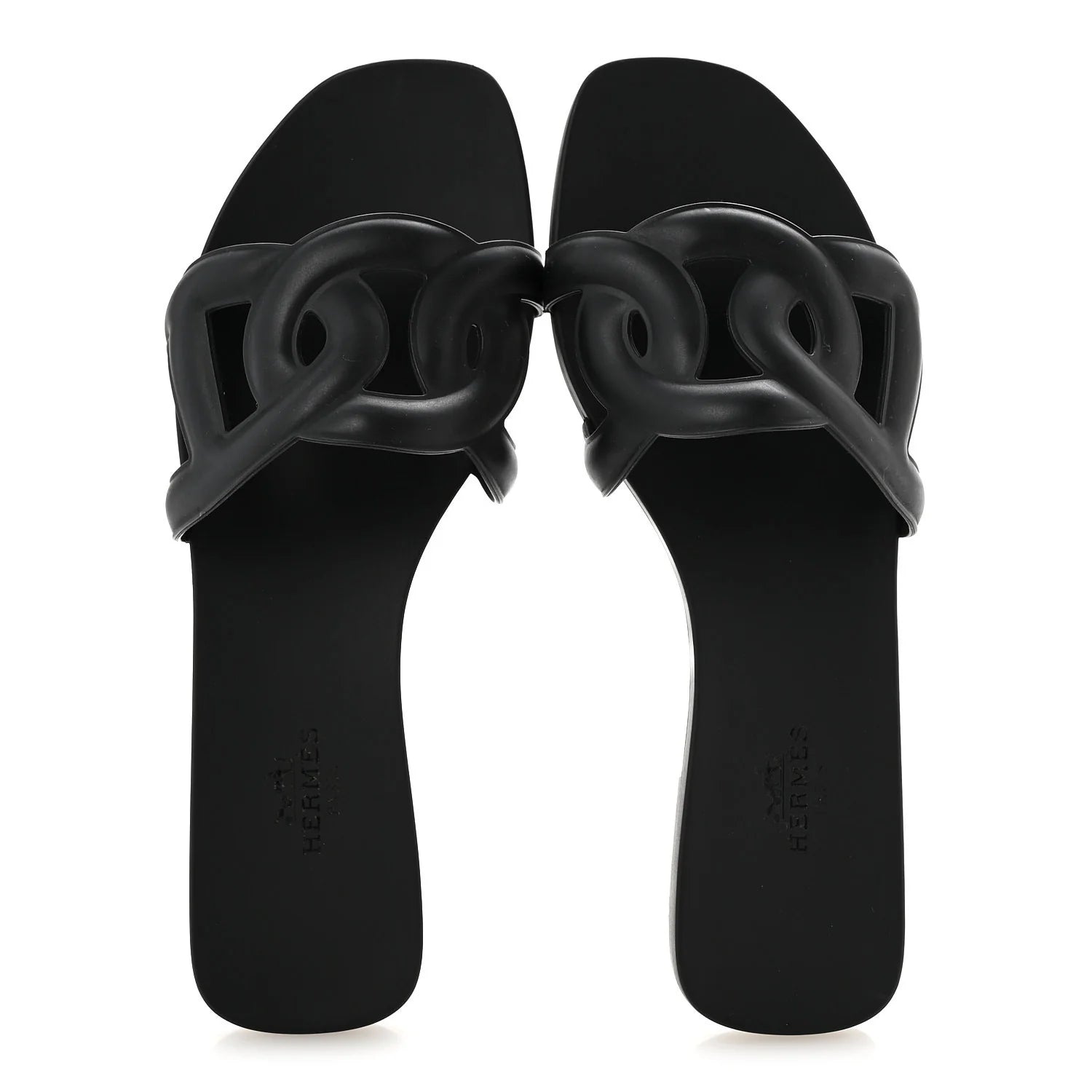 Hermes Black Leather Extra Sandals