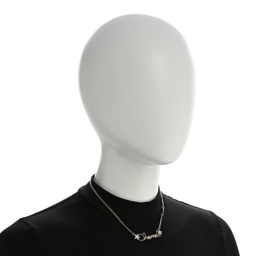 Chanel Gold Crystal Logo Necklace