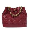 Dior Burgundy Cannage Bucket Bag