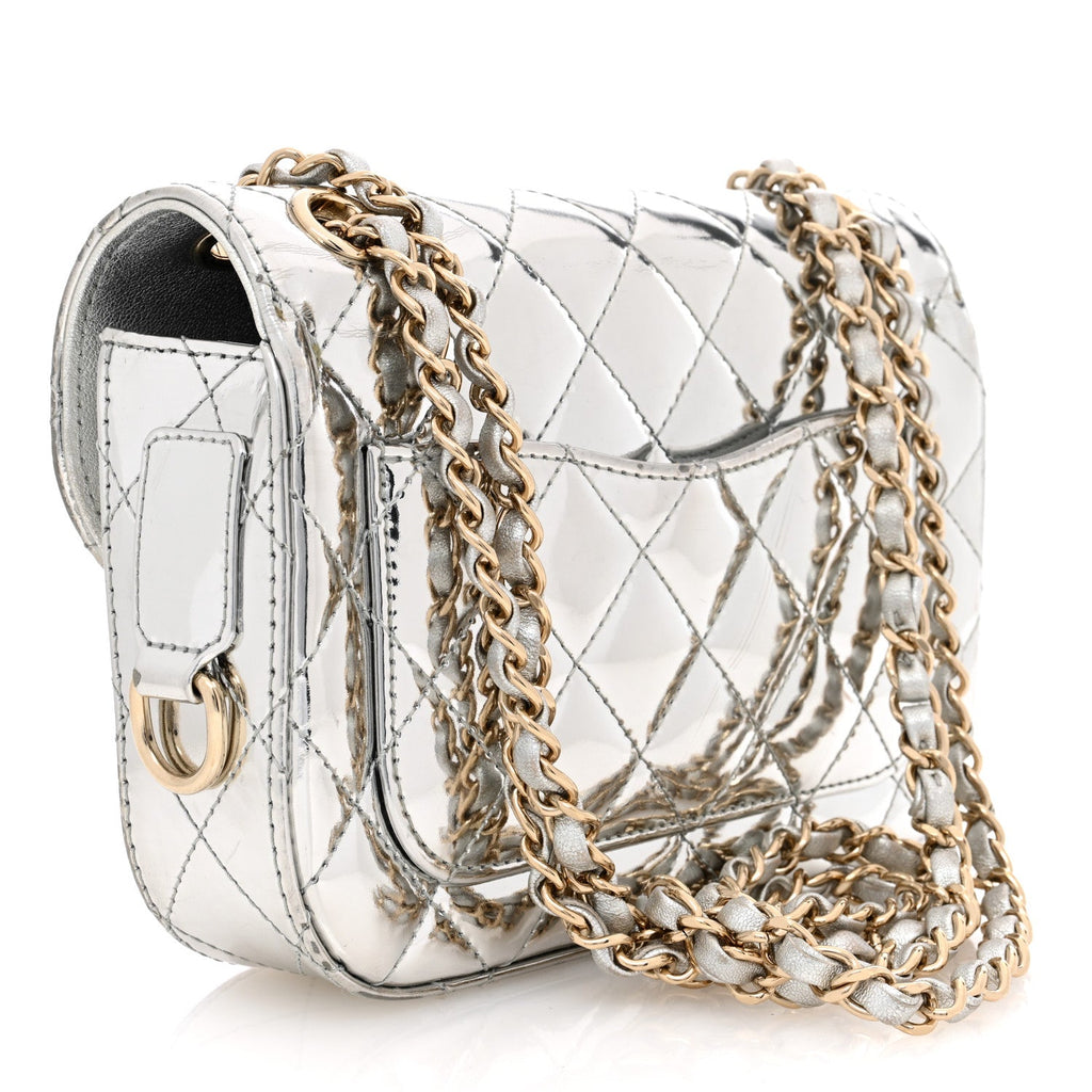 Chanel Silver Quilted Flap Bag