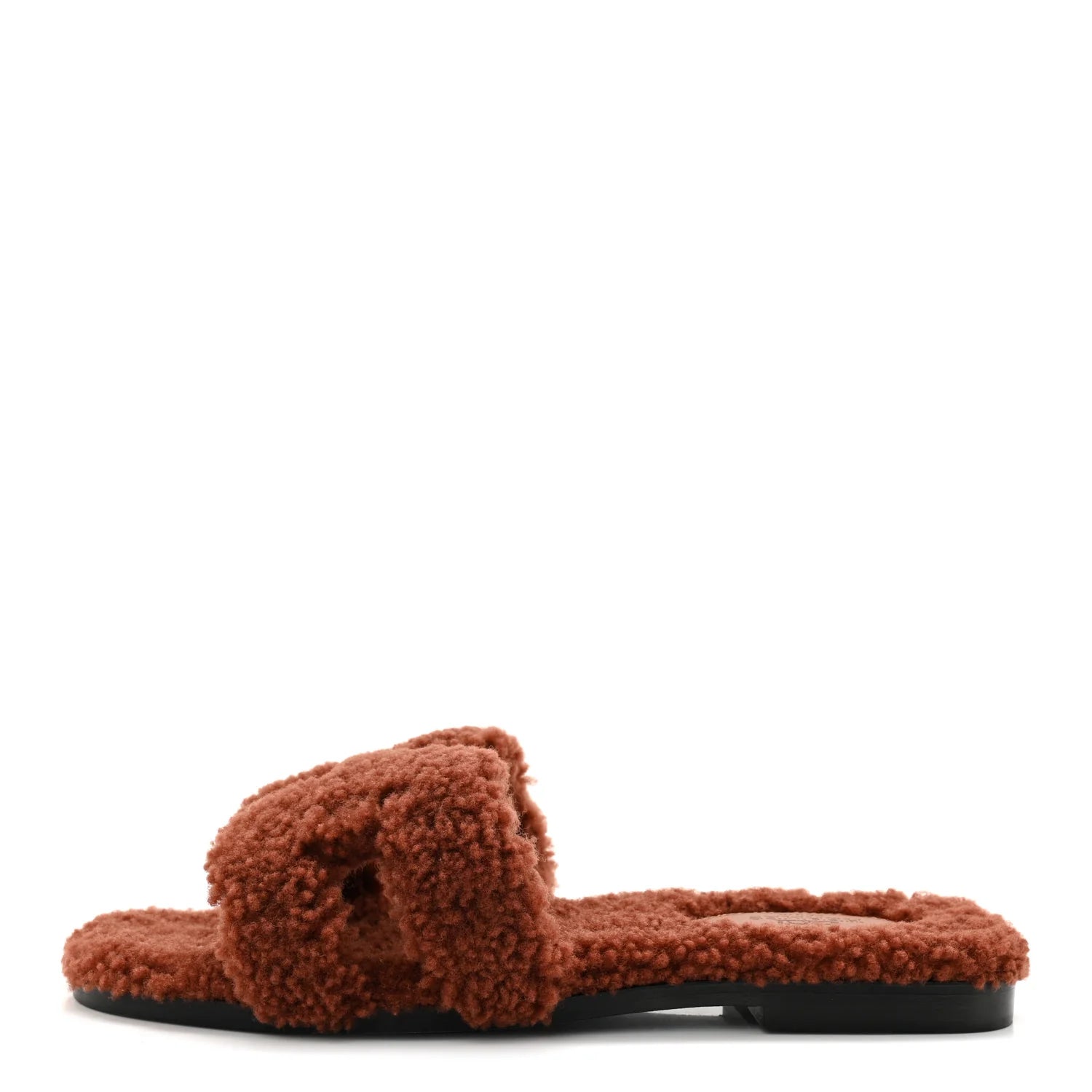 Hermes Brown Shearling Oran Sandals
