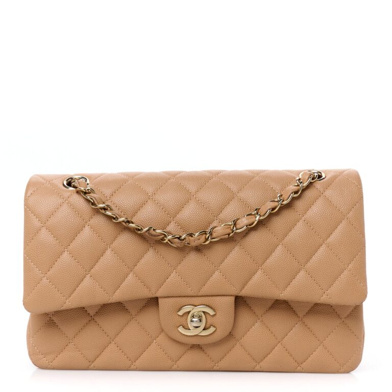 Chanel Beige Quilted Caviar Flap
