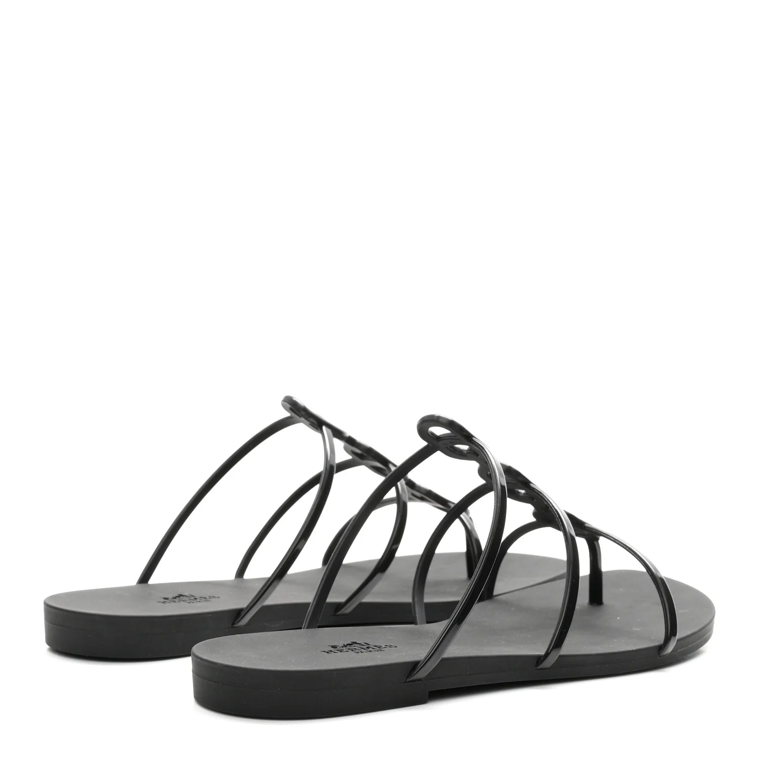 Hermes Black Rivage Jelly Sandals