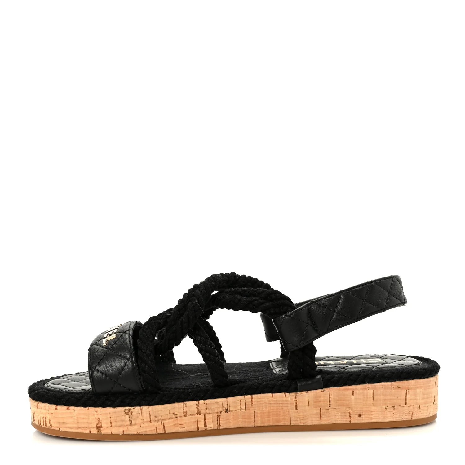 Chanel Black Quilted Rope Sandals