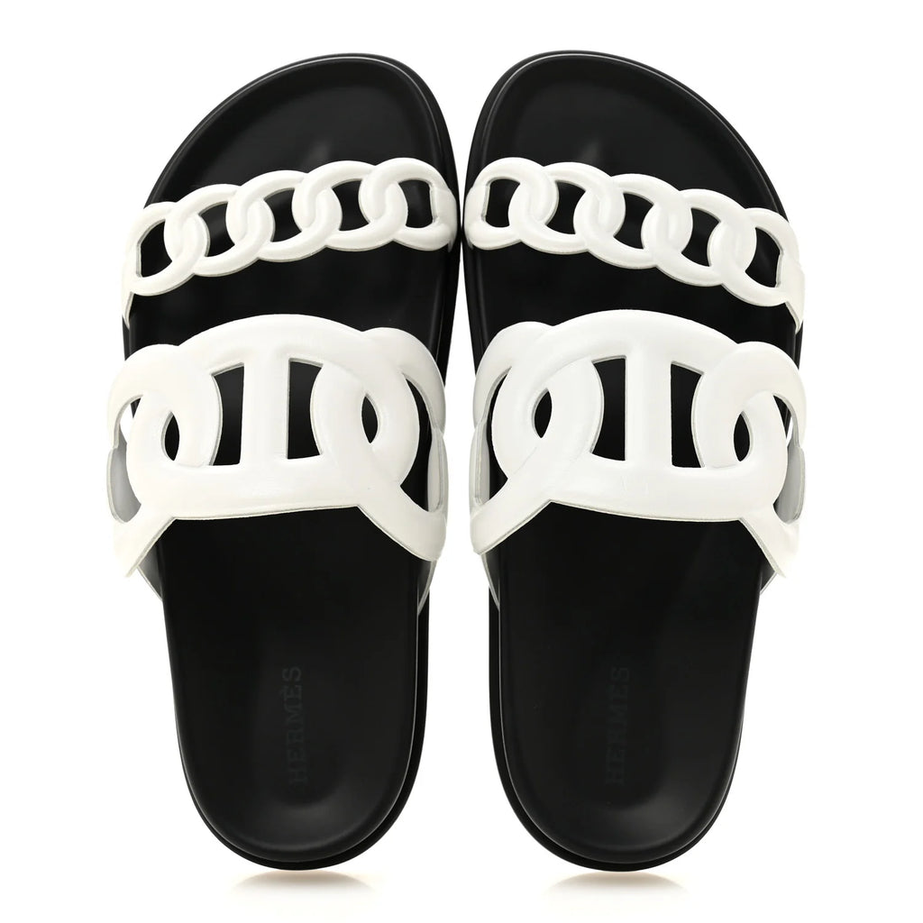 Fendi White Leather O'Lock Sandals