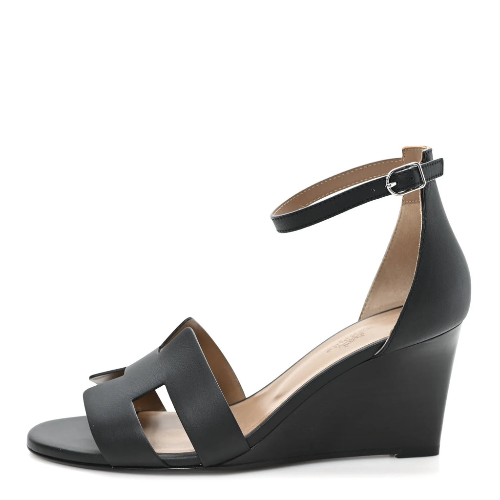 Hermes Black Leather Legend Sandals