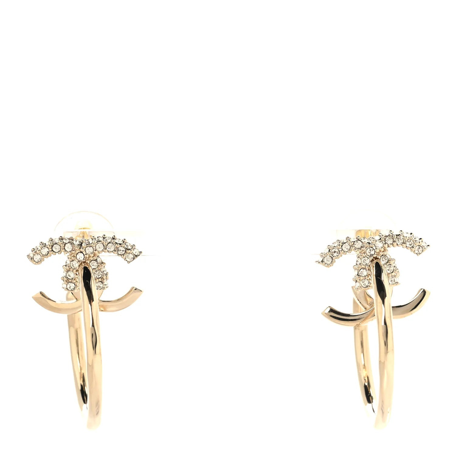 Chanel Gold Crystal CC Earrings
