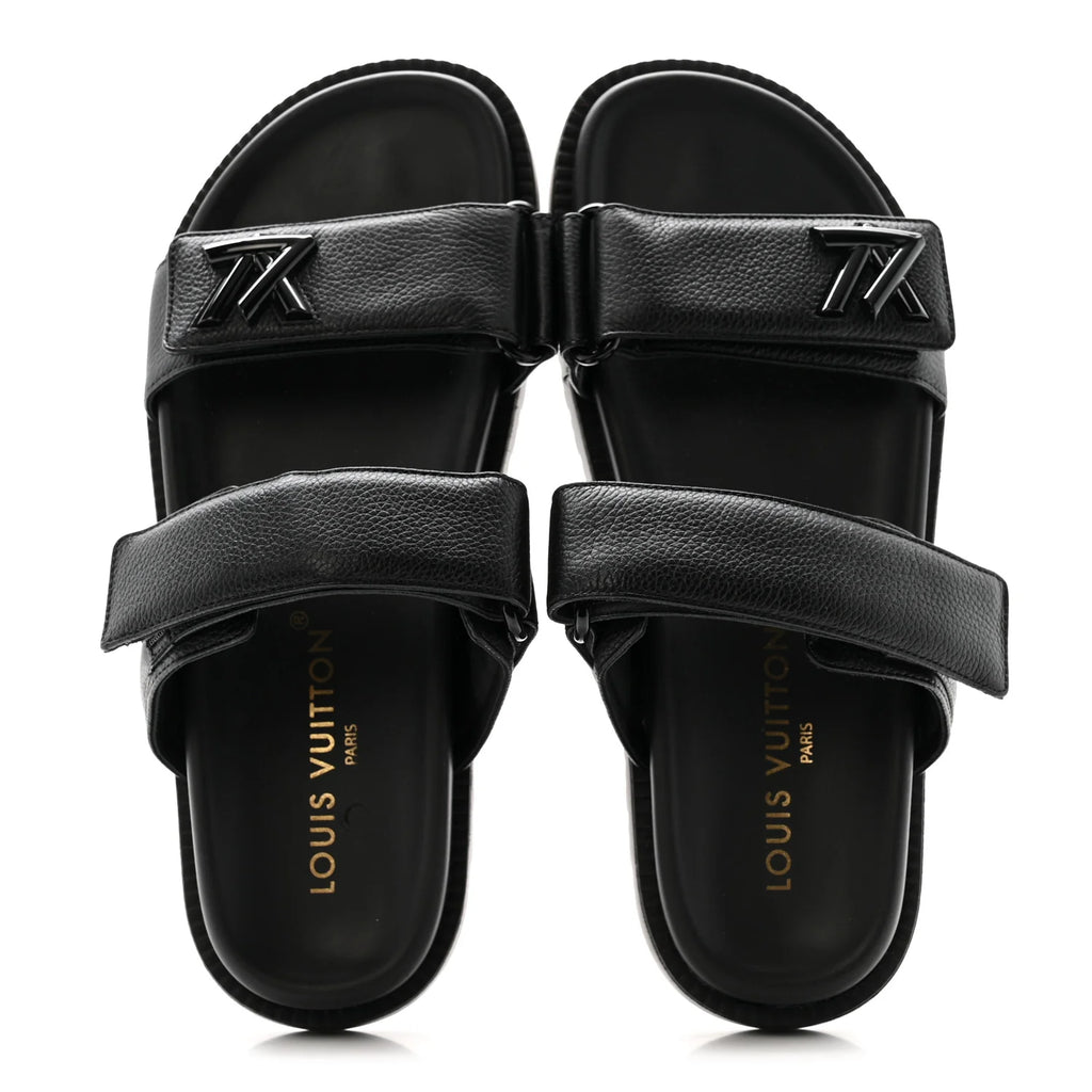 Louis Vuitton Black Grained Sandals