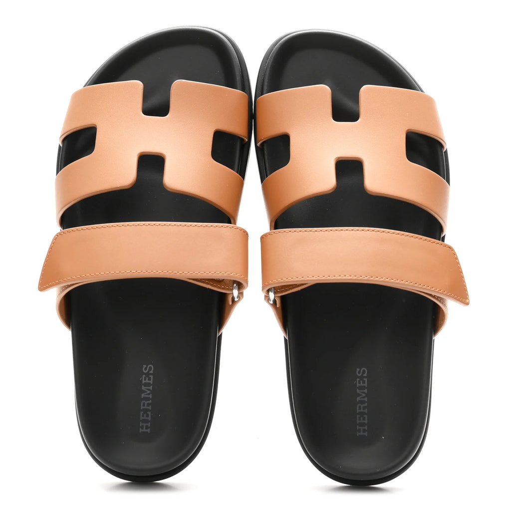 Hermes Tan Leather Chypre Sandals