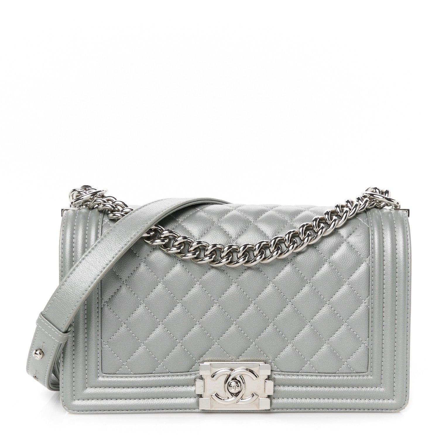 Chanel Metallic Silver Boy Bag