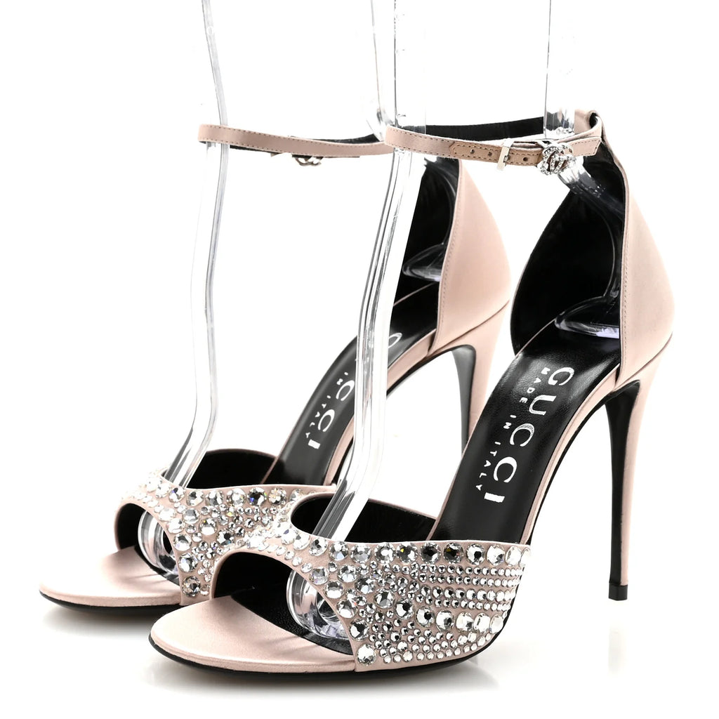 Gucci Pink Satin Crystal Sandals