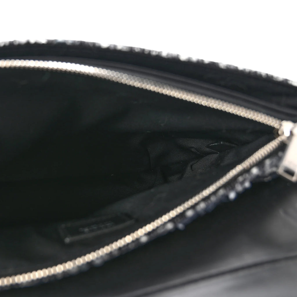 Dior Black White Tweed Saddle