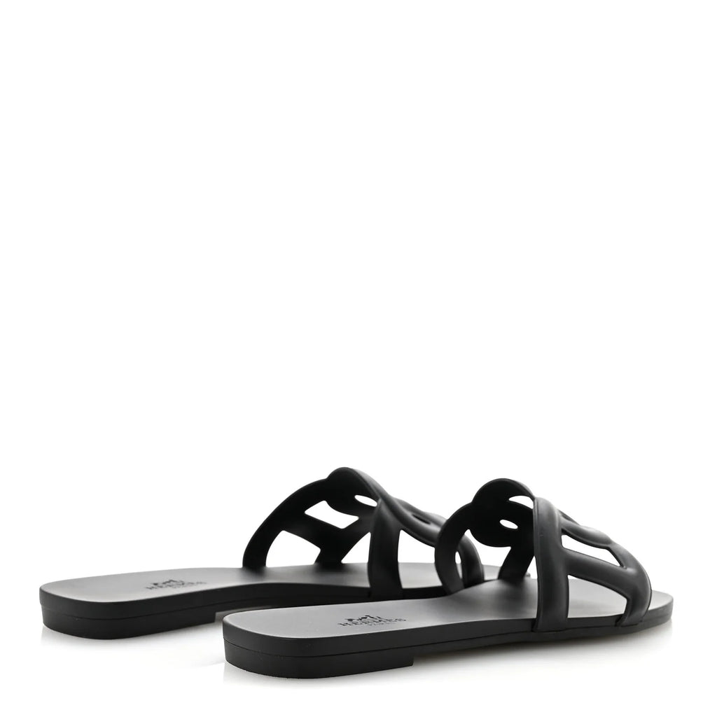 Hermes Black Leather Extra Sandals