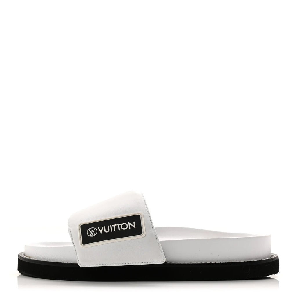 Louis Vuitton White Leather Slides