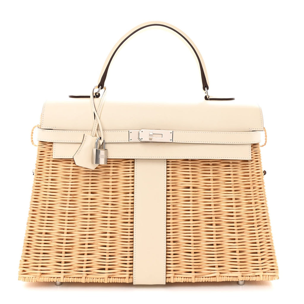 Hermes Kelly Picnic Wicker Cream