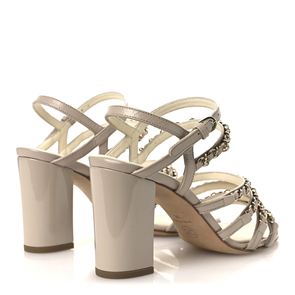 Chanel Beige Leather Chain Sandals