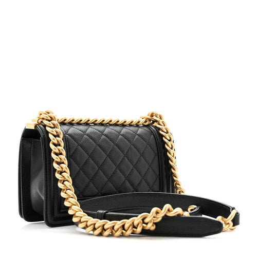 Chanel Black Quilted Caviar Boy Bag