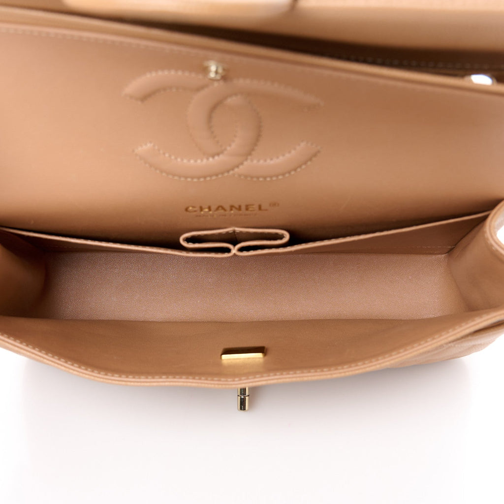 Chanel Beige Quilted Caviar Flap