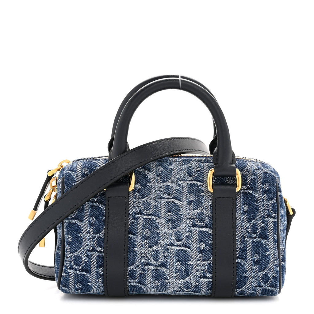 Dior Blue Oblique Denim Bowling Bag
