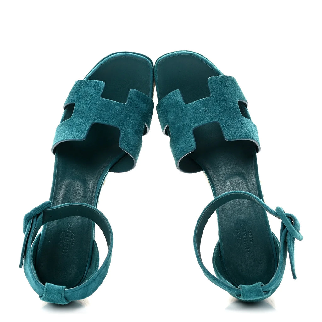 Hermes Suede Eldora Platform Sandals