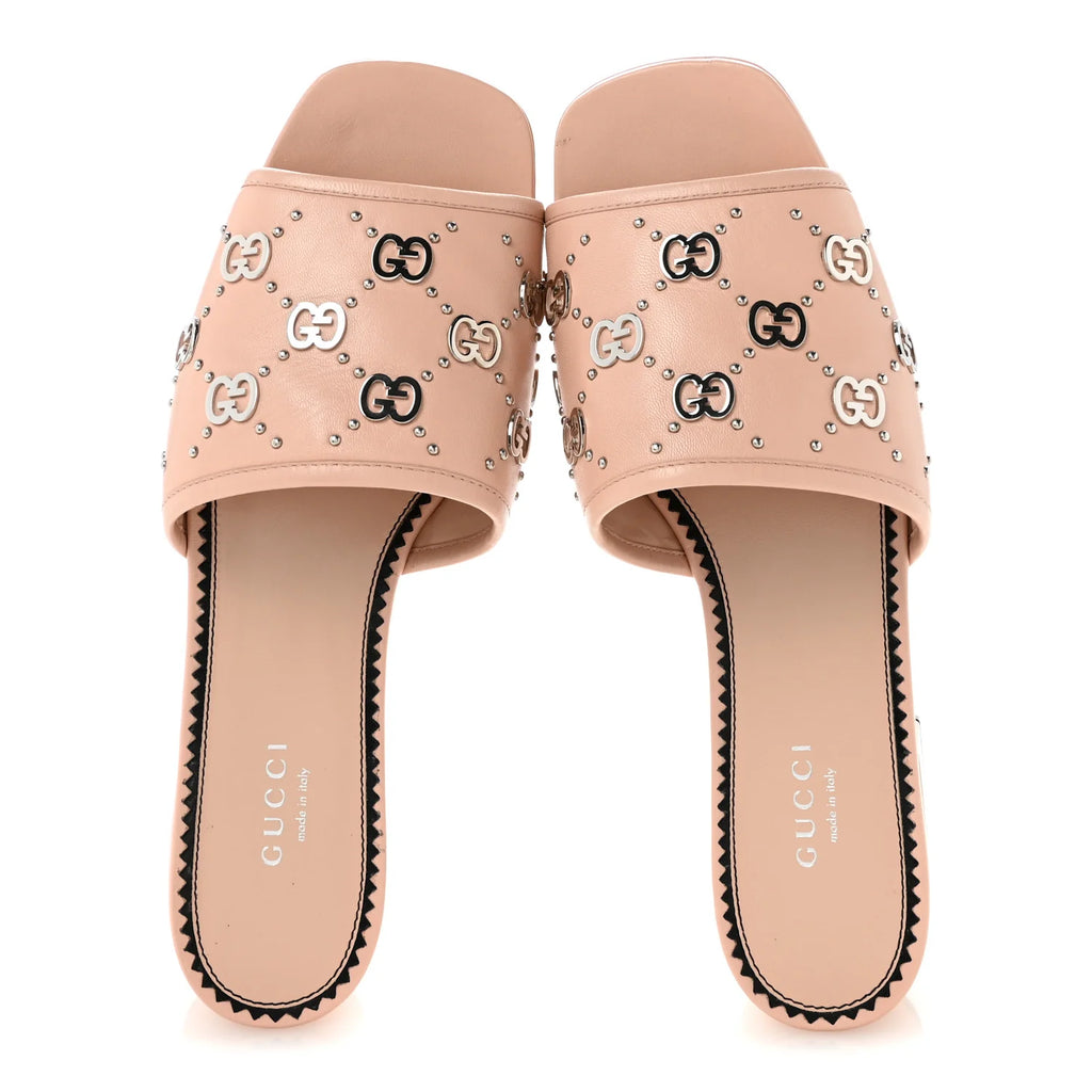 Gucci Pink Studded GG Mules