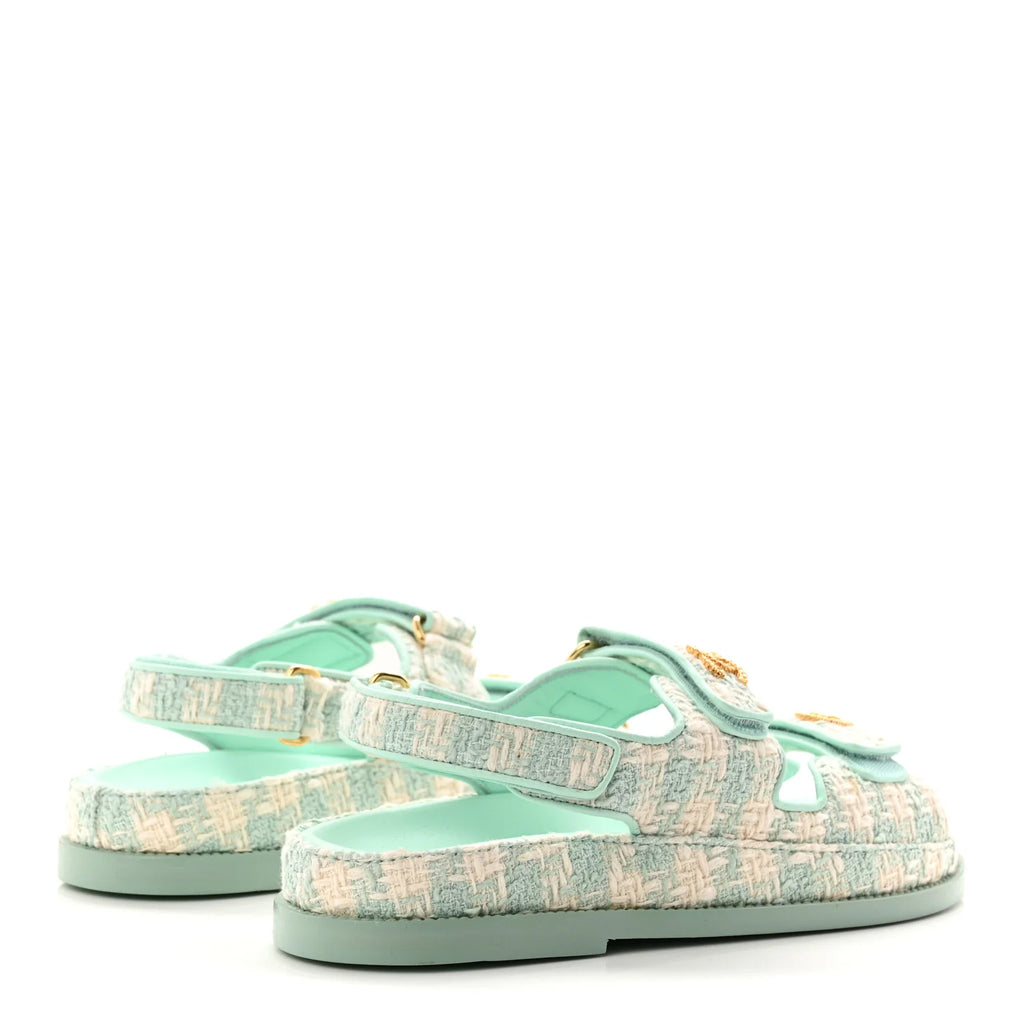Chanel Mint Green Tweed Sandals