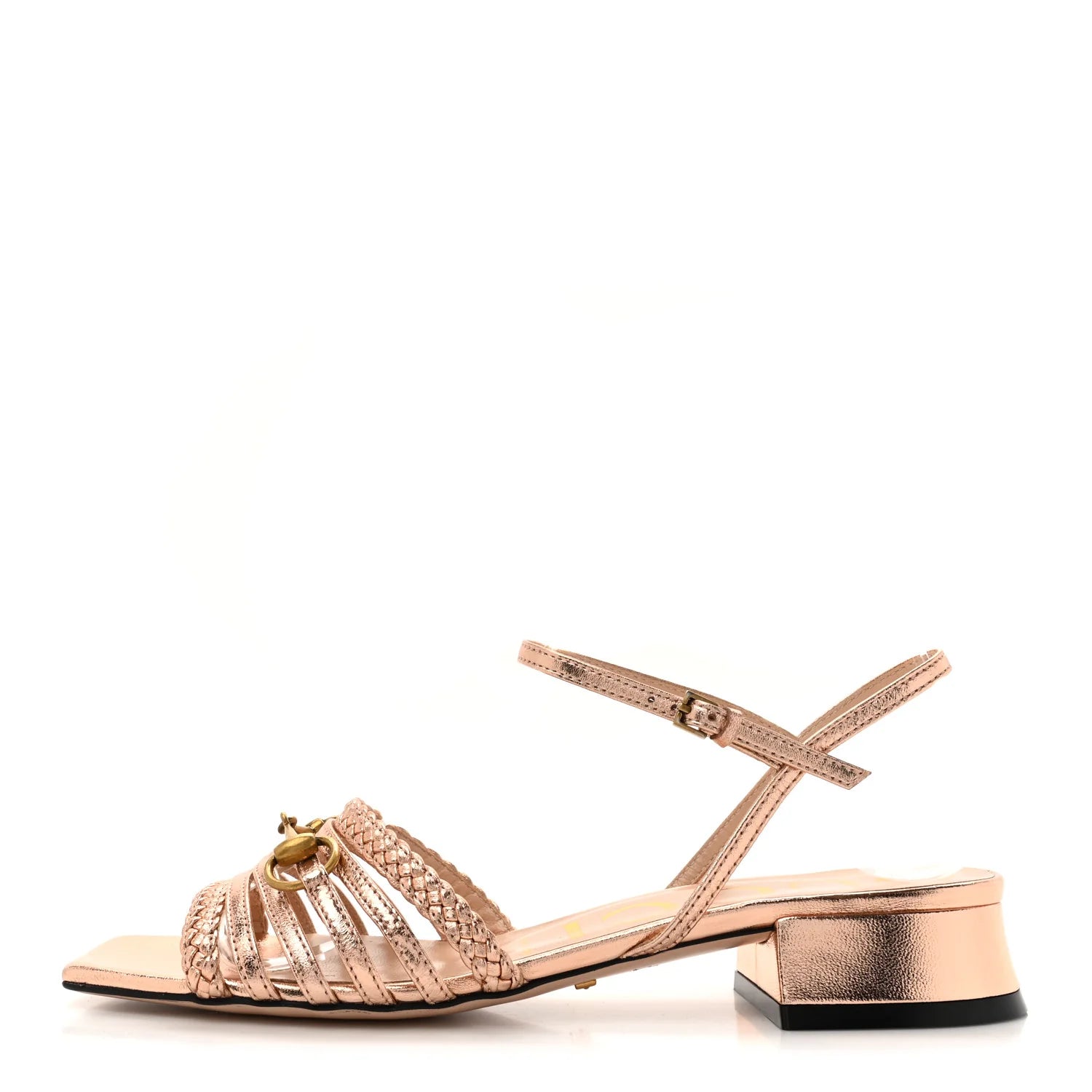 Gucci Metallic Rose Gold Horsebit Sandals