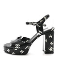 Chanel Black Logo Platform Sandals
