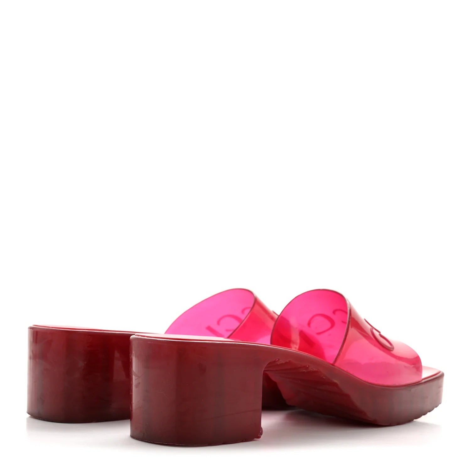Gucci Pink Rubber Platform Slides