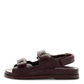Chanel Burgundy Grained Leather Sandals
