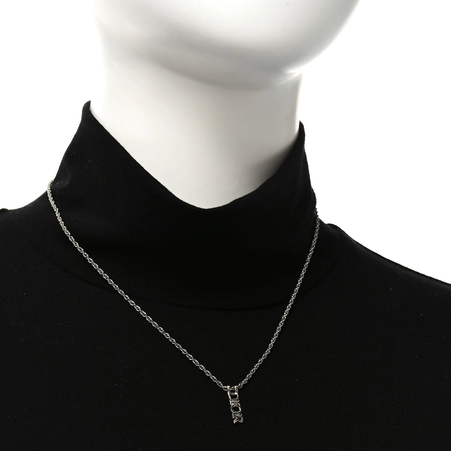 Dior Silver Vertical Logo Necklace