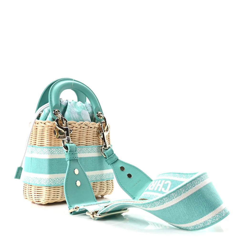 Dior Teal Wicker Basket Bag