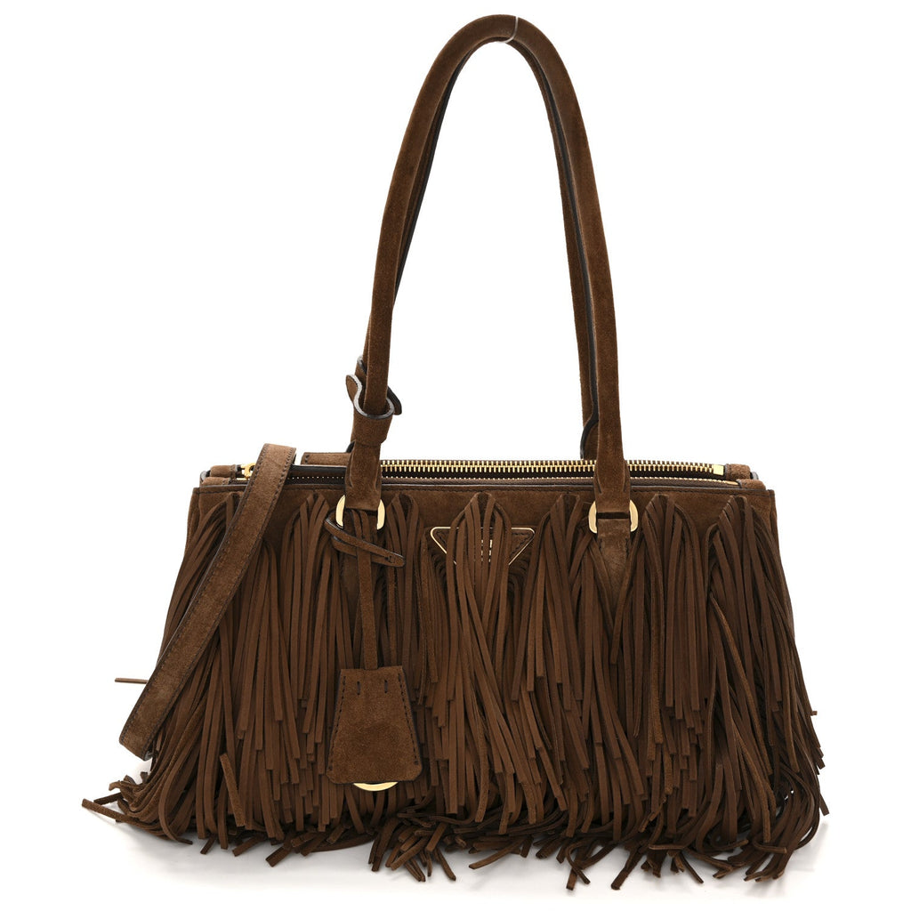 Prada Brown Suede Fringe Tote